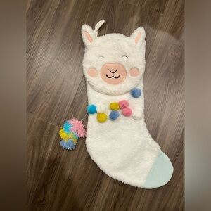 Holiday Christmas Adorable White Llama Stocking - White and Multicolor